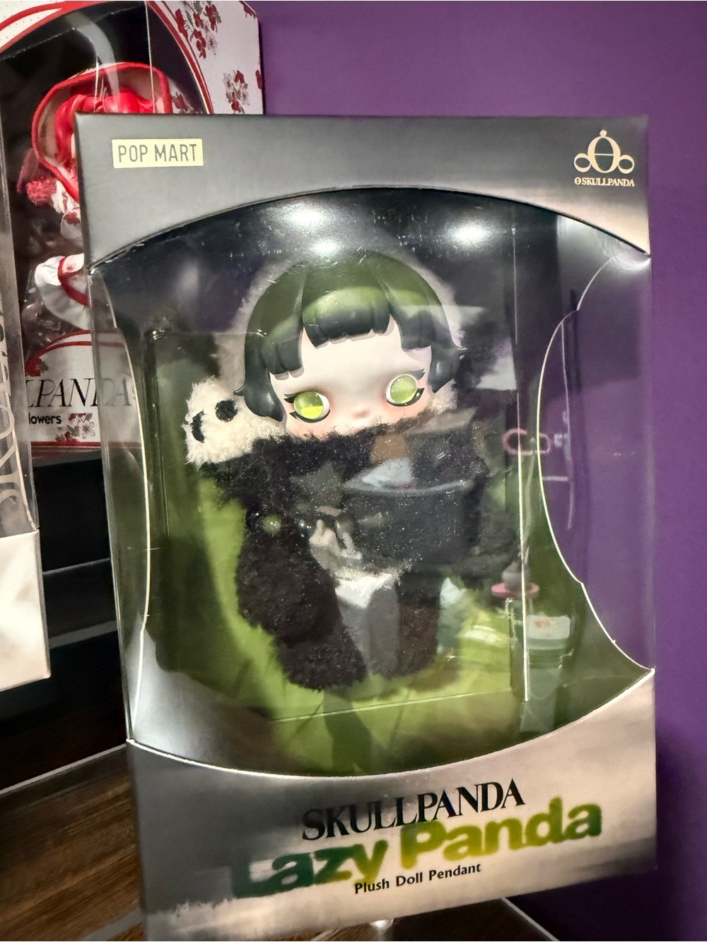 Skullpanda Lazy Panda Plush Doll Pendant - Green and Black